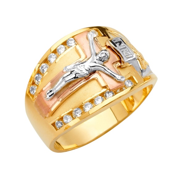 14K Yellow Gold CZ Men's Ring